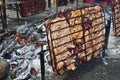 Chancho al palo, delicious preparation of pork to the firewood barcue and parilla peruvian Royalty Free Stock Photo