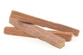 Chandan or sandalwood sticks isolated on white background. Natural aromatic sandalwood incense. Perfumes