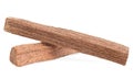 Chandan - two sandalwood sticks isolated on white background, front view Royalty Free Stock Photo