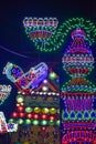 Chandannagar, West Bengal, India November 2018 - Spectacular colourful lighting decoration with LED bulbs during Jagadhatri Puja