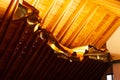 Chandelier in attic conference hall in Casa Botines