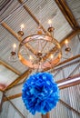 Chandelier With Blue Paper Decorations Royalty Free Stock Photo