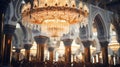 chandelier blurred interior masjid nabawi