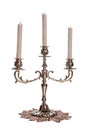 Chandelier - candlestick with three candles silver. Royalty Free Stock Photo