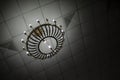 Chandelier on ceiling. Many lamps under ceiling. Details of antique interior Royalty Free Stock Photo