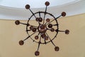 Chandelier on decoarted ceiling of a ballroom Royalty Free Stock Photo