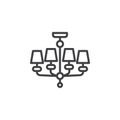 Chandelier, furniture line icon