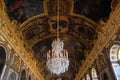 Chandelier in the Hall of Mirrors in the Museum of the History of France in the impressive Palace of Versailles, France Royalty Free Stock Photo