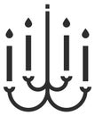 Chandelier icon. Black electric candle light symbol