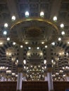 Chandelier inside Al-Masjid an-Nabawi - Prophet\'s Mosque - Medina - Islamic pilgrim site Royalty Free Stock Photo