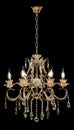 Chandelier for interior of the living room. chandelier details isolated on black background. Royalty Free Stock Photo