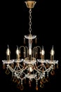 Chandelier for interior of the living room. chandelier details isolated on black background. Royalty Free Stock Photo