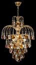 Chandelier for interior of the living room. chandelier details isolated on black background. Royalty Free Stock Photo