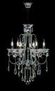 Chandelier for interior of the living room. Large silver crystal chandelier isolated on black background Royalty Free Stock Photo