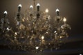 Chandelier with lamps. Light in interior. Antique glass chandelier Royalty Free Stock Photo