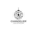 Chandelier Logo Template. Luminaire Vector Design