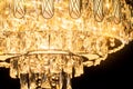 Chandelier, luxury close up crystals details on black background. Royal Royalty Free Stock Photo