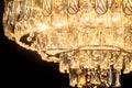 Chandelier, luxury close up crystals details on black background. Royal Royalty Free Stock Photo