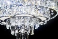 Chandelier, luxury close up crystals details on black background. Royal Royalty Free Stock Photo