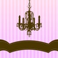 Chandelier on pink striped background