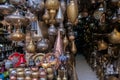 chandelier shop in the Jemaa el-Fnaa square a shop of typical and tribal objects in the Jemaa el-Fnaa square in Royalty Free Stock Photo