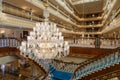 ANTALYA, TURKEY - SEPTEMBER 12: Chandelier and stairs of Mardan Palace luxury hotel, the most expensive Europeans resort