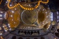 Chandeliers, domes and murals in magnificent and beautiful famous Hagia Sophia mosque