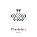 Chandeliers outline vector icon. Thin line black chandeliers icon, flat vector simple element illustration from editable other Royalty Free Stock Photo