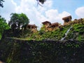 CHANDIGARH, INDIA - waterfall and structure in rockgarden on 2019 in Chandigarh, India. Nek Chand established the garden in 1957.