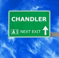 CHANDLER road sign against clear blue sky Royalty Free Stock Photo