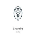 Chandra outline vector icon. Thin line black chandra icon, flat vector simple element illustration from editable india concept