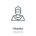 Chandra outline vector icon. Thin line black chandra icon, flat vector simple element illustration from editable india concept