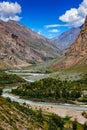 Chandra river in Lahaul valley in Himalayas