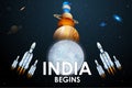 Chandrayaan 3 rocket mission launched by India for lunar exploration missionwith lander Vikram and rover Pragyan