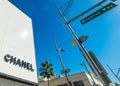 Chanel and Cartier signs in Rodeo Drive in Beverly Hills Royalty Free Stock Photo