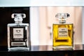 Chanel Paris No. 5 perfume on shop display, Chanel No. 5 is first perfume launched by French couturier Gabrielle `Coco` Chanel