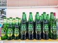 Chang beer bottles in row,