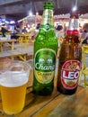 Chang Leo beer Thai night market street food, Bangkok, Thailand Royalty Free Stock Photo