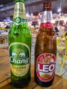 Chang Leo beer Thai night market street food, Bangkok, Thailand Royalty Free Stock Photo