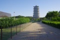 The chang `an tower in xi `an world expo park is the landmark of this tourist attraction. Royalty Free Stock Photo