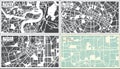 Changchun, Chengdu, Beijing and Chongqing China City Maps Set in Retro Style