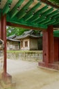 Traditional pavilions in Changdeokgung Palace within a large park in Jongno-gu in Seoul, Korea.