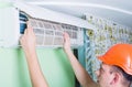 Change air conditioner filter Royalty Free Stock Photo