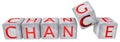 Change chance cement dice  red text - 3d rendering Royalty Free Stock Photo