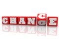 Change and chance concept on red cubes on white background Royalty Free Stock Photo