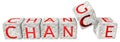 Change chance hard rock  dice  red text - 3d rendering Royalty Free Stock Photo