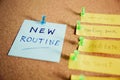 Change Concept. Managing New Routine from Old to New Habits by Sticky Note on Cork Board Royalty Free Stock Photo