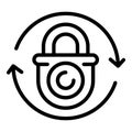 Change cyber lock icon outline vector. Secure key