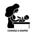 change a diaper icon, black vector sign with editable strokes, concept illustration Royalty Free Stock Photo