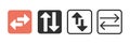 Change exchange sort order arrows icon set ui element graphic simple button, transfer swap filter sign, switch replace black white
